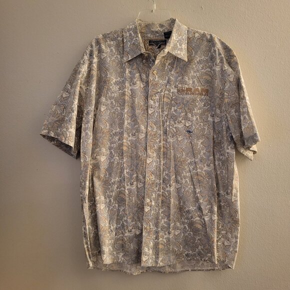 Roper Dodge Ram Rodeo Series Mens Shirt XL Blue Tan Floral Short Sleeve Buttons - Picture 1 of 7